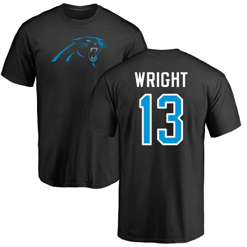 Carolina Panthers Men Black Jarius Wright Name and Number Logo NFL Football #13 T Shirt->washington redskins->NFL Jersey